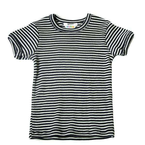 T-shirt wol/zijde blauwe streep(Joha)