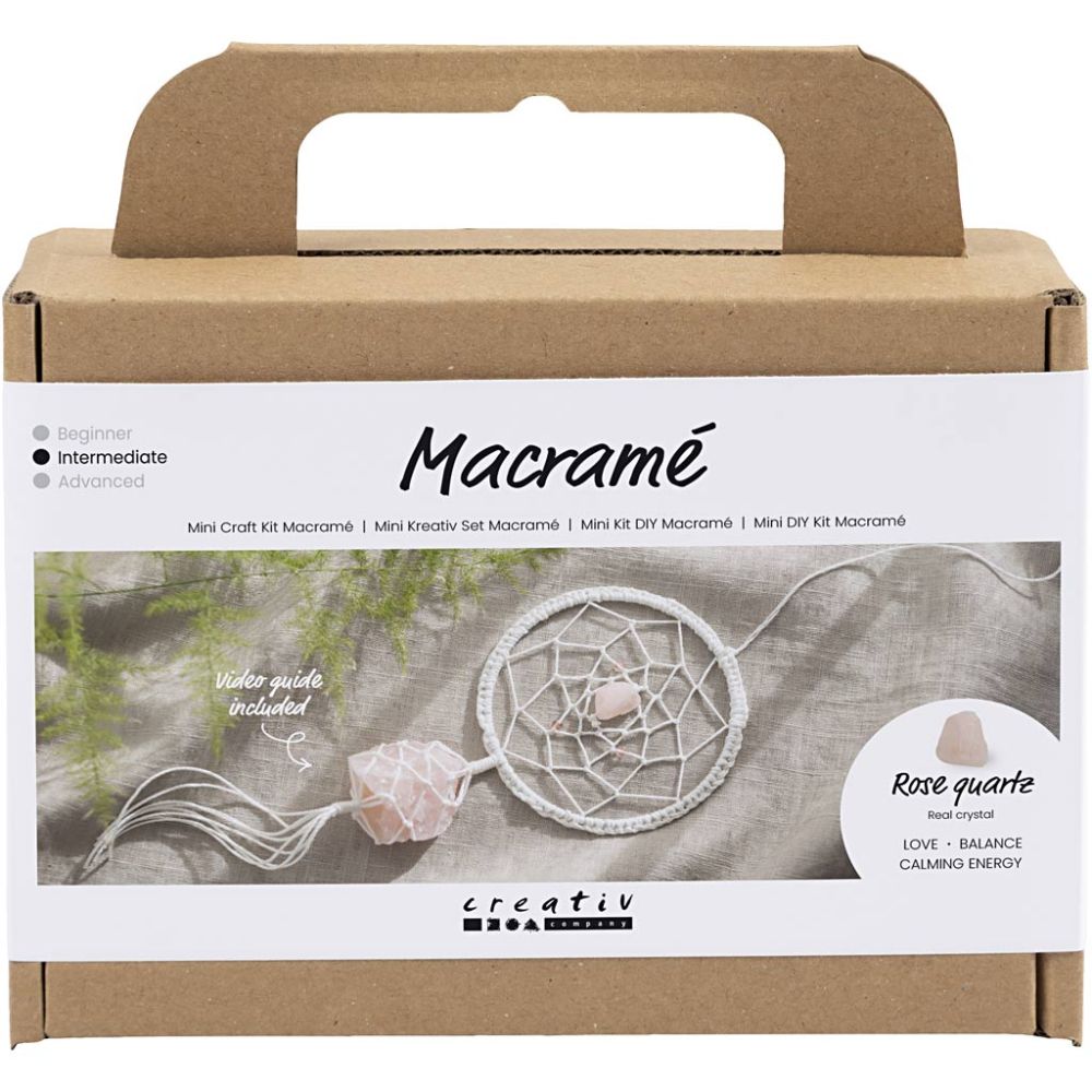 Hobbyset macrame dromenvanger met rozenkwarts - Afbeelding 2