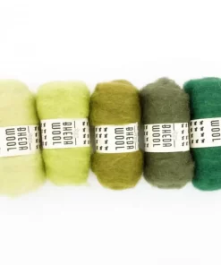 Bhedawool 25 gram – Set van 5 kleuren Groen (Witte Engel)