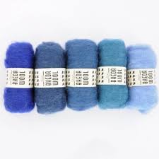 Bhedawool 25 gram – Set van 5 kleuren Blauw (Witte Engel)
