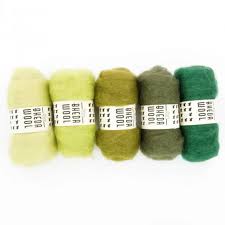 Bhedawool 25 gram – Set van 5 kleuren Geel/groen (Witte Engel)
