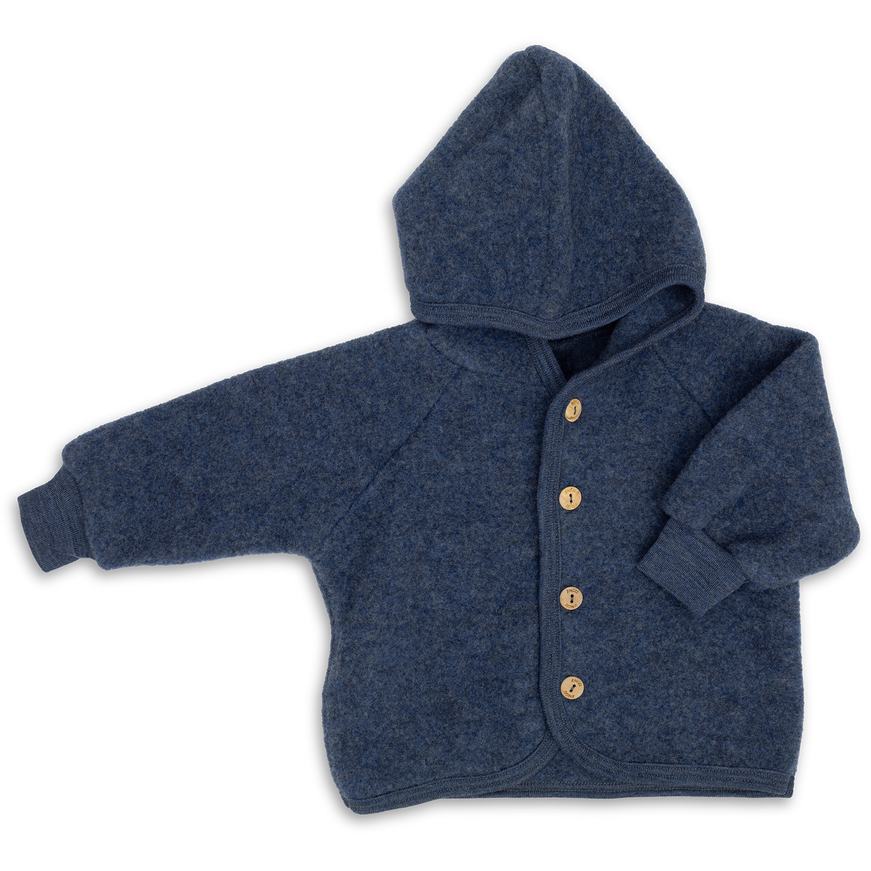 Engel-Natur Wollen fleece Jasje - Blue melange