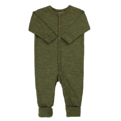 Wollen Jumpsuit botanic 2 in 1 voetjes- Olive