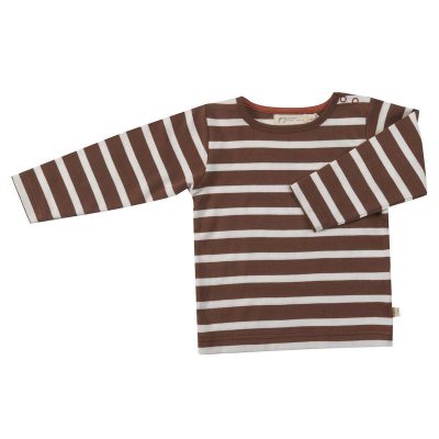 Organic Longsleeve - Bretonse streep Bruin (Pigeon Organics)