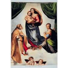 Poster A4 Sixtijnse Madonna van Raphael