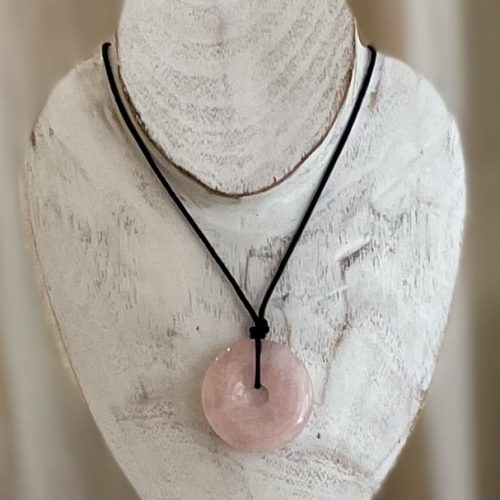 Rozekwarts Donut ketting 40mm