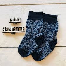 Wollen Sokken Noors Patroon - Blauw (Hirsch Natur)