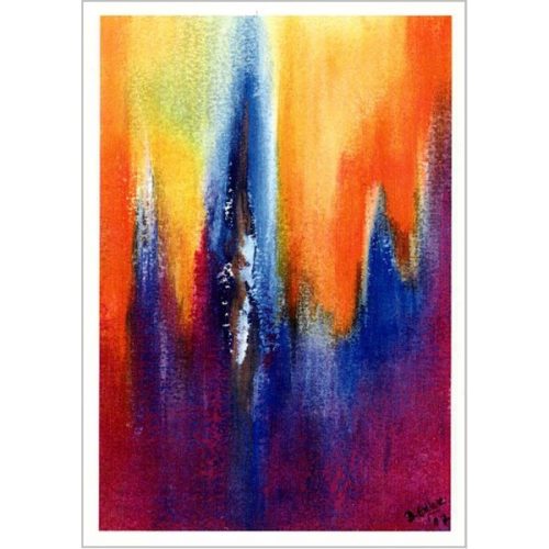 Ansichtkaart Abstract Blauw-Oranje