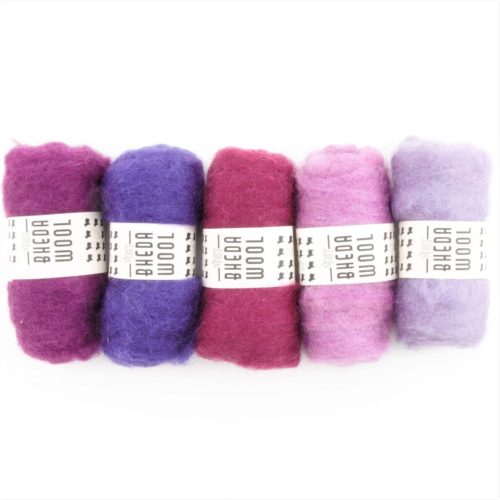 Bhedawool 25 gram – Set van 5 kleuren Paars (Witte Engel)