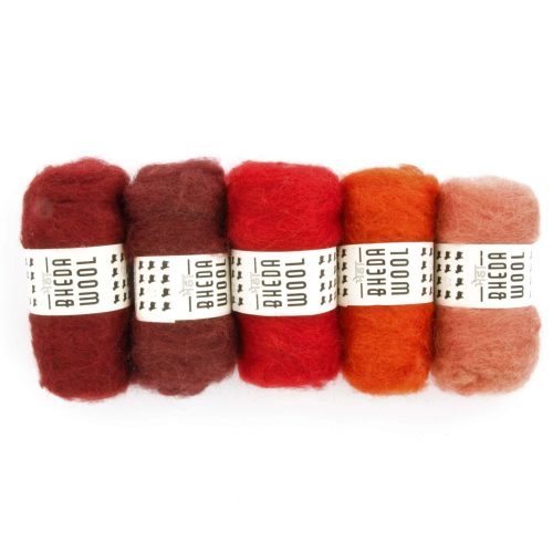 Bhedawool 25 gram – Set van 5 kleuren Rood (Witte Engel)