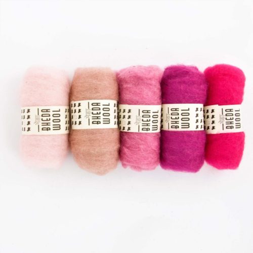 Bhedawool 25 gram – Set van 5 kleuren Roze (Witte Engel)