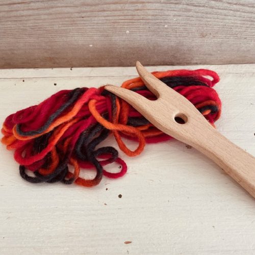 Houten Breivork met wol - vuur