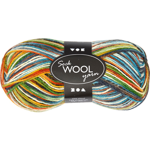 Sokkenwol 50gr Multi Groen Blauw