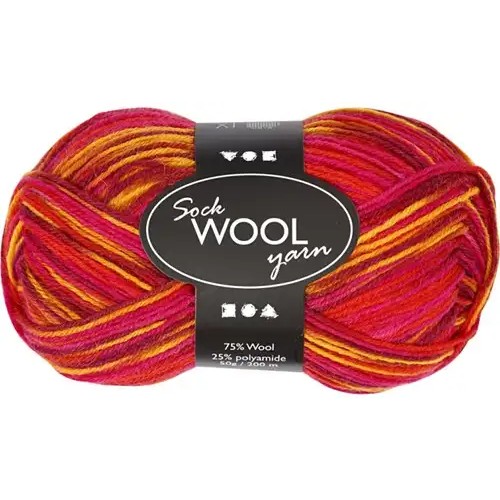 Sokkenwol 50gr Multi Rood