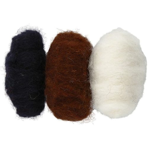 Gekaarde merinowol 3 x 10 gram – natuurlijk
