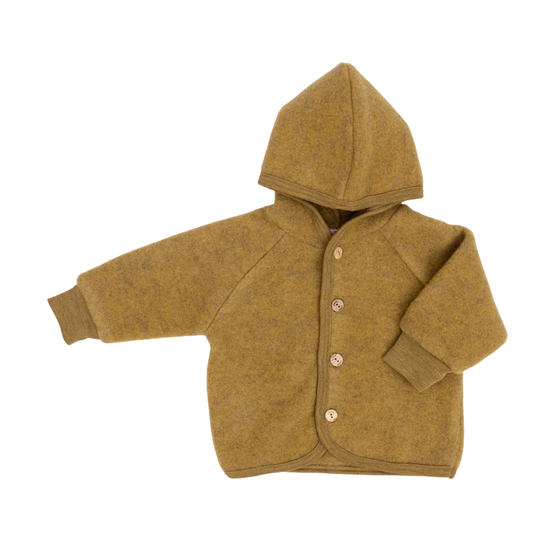 Wollen Jasje met Capuchon - Saffraan Melange (Engel)