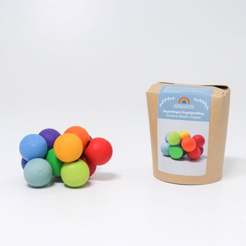 Houten Grijpring met Kralen - regenboog (Grimms)