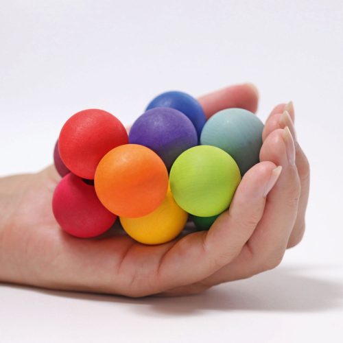 Houten Grijpring met Kralen - regenboog (Grimms) - Afbeelding 3