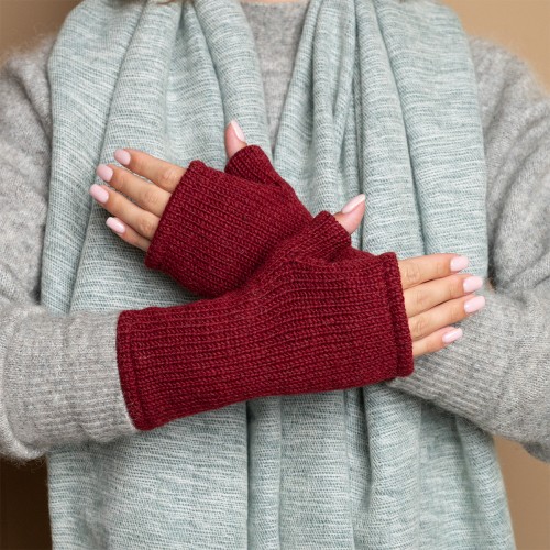 Wollen handwarmers bordeaux