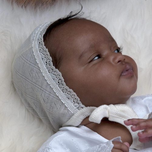 Kanten Babymutsje Wit Wol Zijde (Joha) - Afbeelding 3