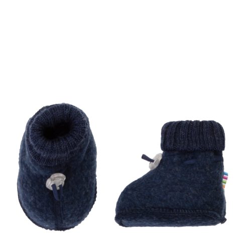 Joha Wollen Fleece Sloffen - Marine Blauw