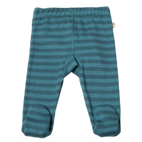 Wollen broekje met voetjes streep blauw(Joha outlet)