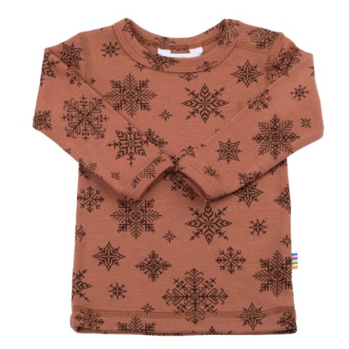 Wollen  longsleeve roodbruin sneeuwster (Joha outlet)