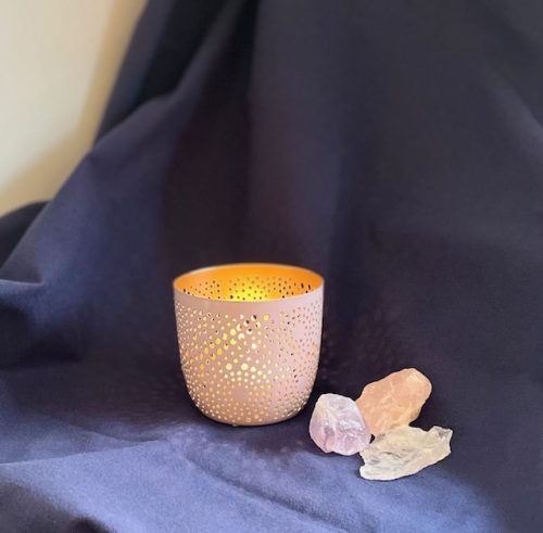 Kaarshouder roze goud metaal