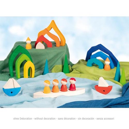 Houten Speelfiguren met Boot | Open Einde Speelgoed - Afbeelding 2