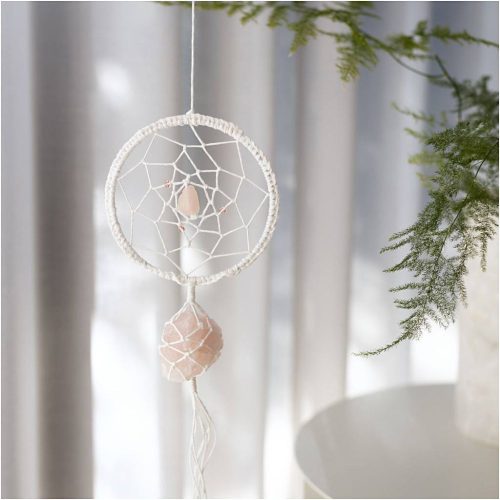 Hobbyset macrame dromenvanger met rozenkwarts