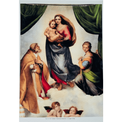 Poster A4 Sixtijnse Madonna van Raphael