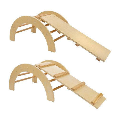 Montessori houten klimboog met glijbaan