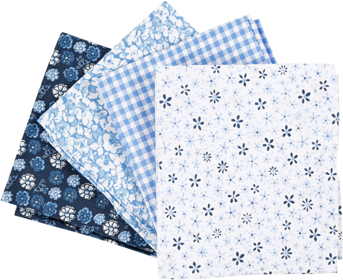 Patchwork stof vier soorten - blauw