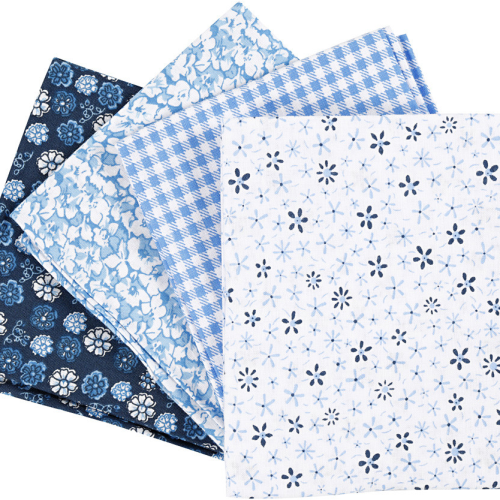 Patchwork stof vier soorten - blauw