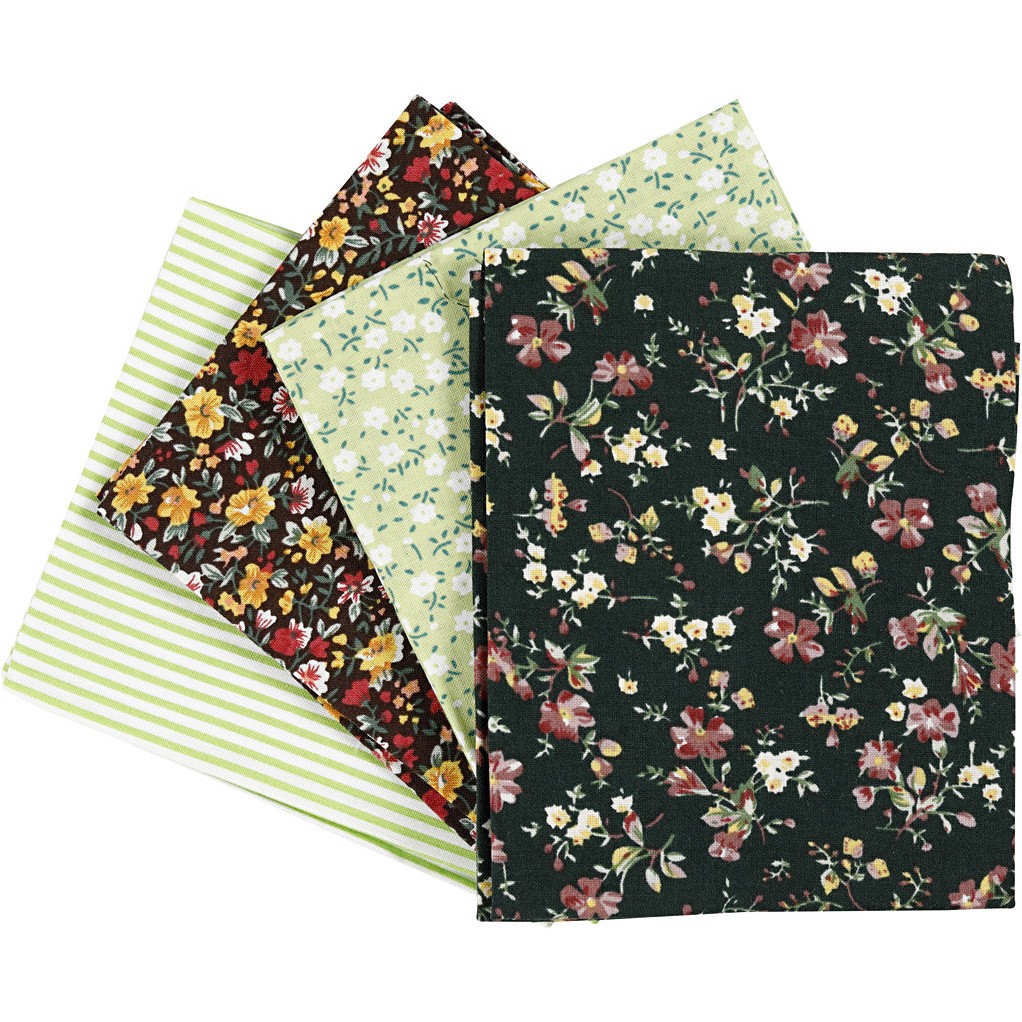 Patchwork stof vier soorten - groen