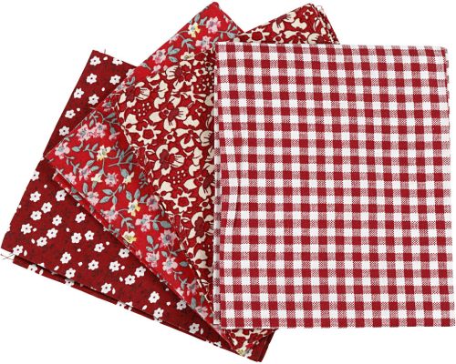 Patchwork stof vier soorten - rood