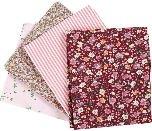 set van katoenen stof in diverse roze tinten