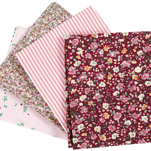 set van katoenen stof in diverse roze tinten