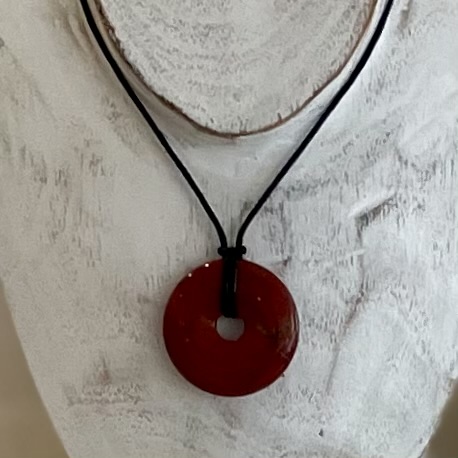 Rode Jaspis Donut ketting 40mm