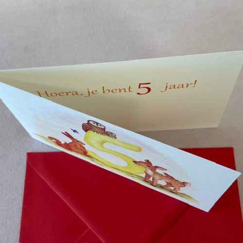 Dubbele verjaardagskaart met bosdieren - 5 - Afbeelding 2