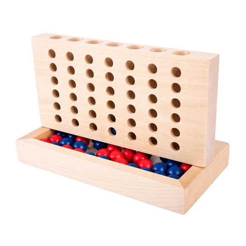 Houten vier op een rij spel